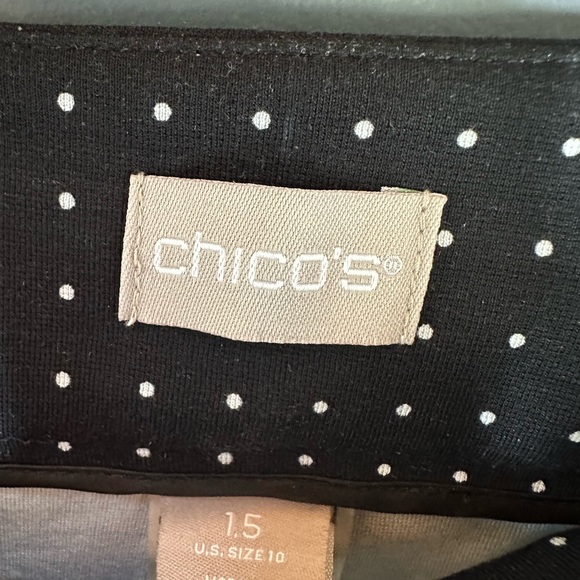 Chicos Black White Polka Dot Straight Leg Pants Size 10 - Picture 6 of 8